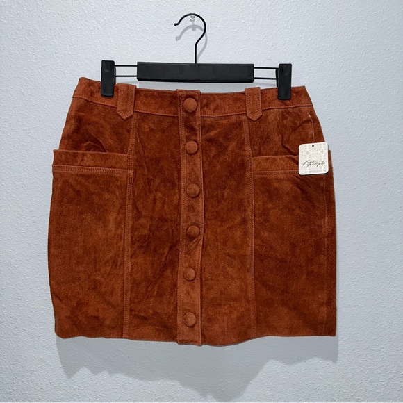NWT Free People Blank NYC Sun Valley Skirt rust Sedona red - Picture 7 of 11
